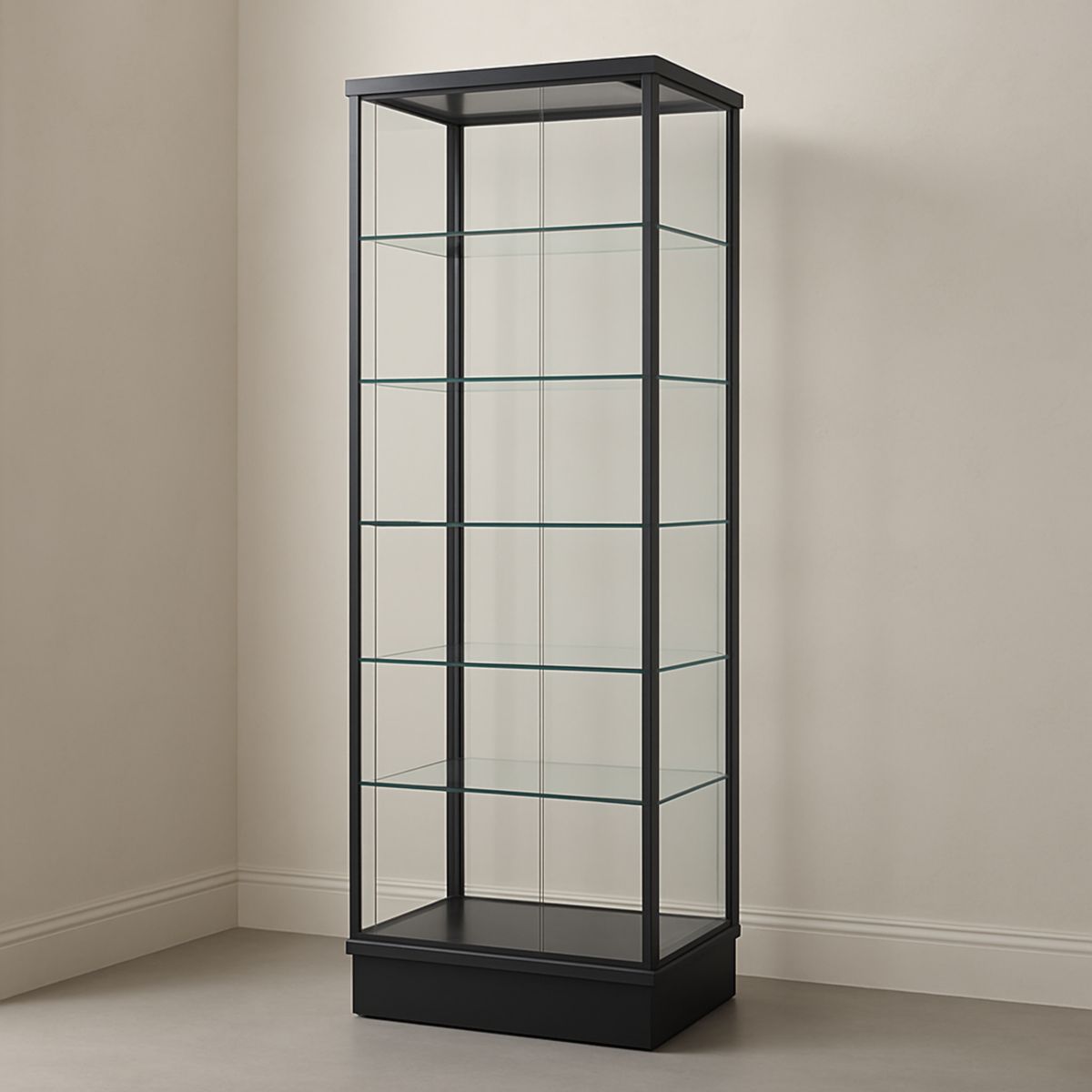 Vitrine en Verre Trempé Noir 180x60x40 cm avec Cadre en Aluminium(Noir)