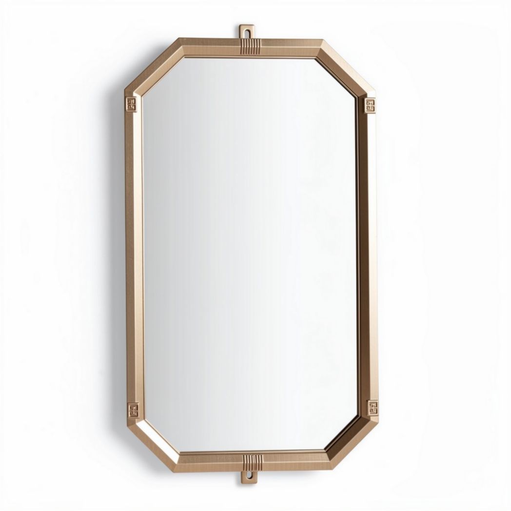 Miroir octogonal en métal doré pour décoration murale 80 x 40 x 3cm