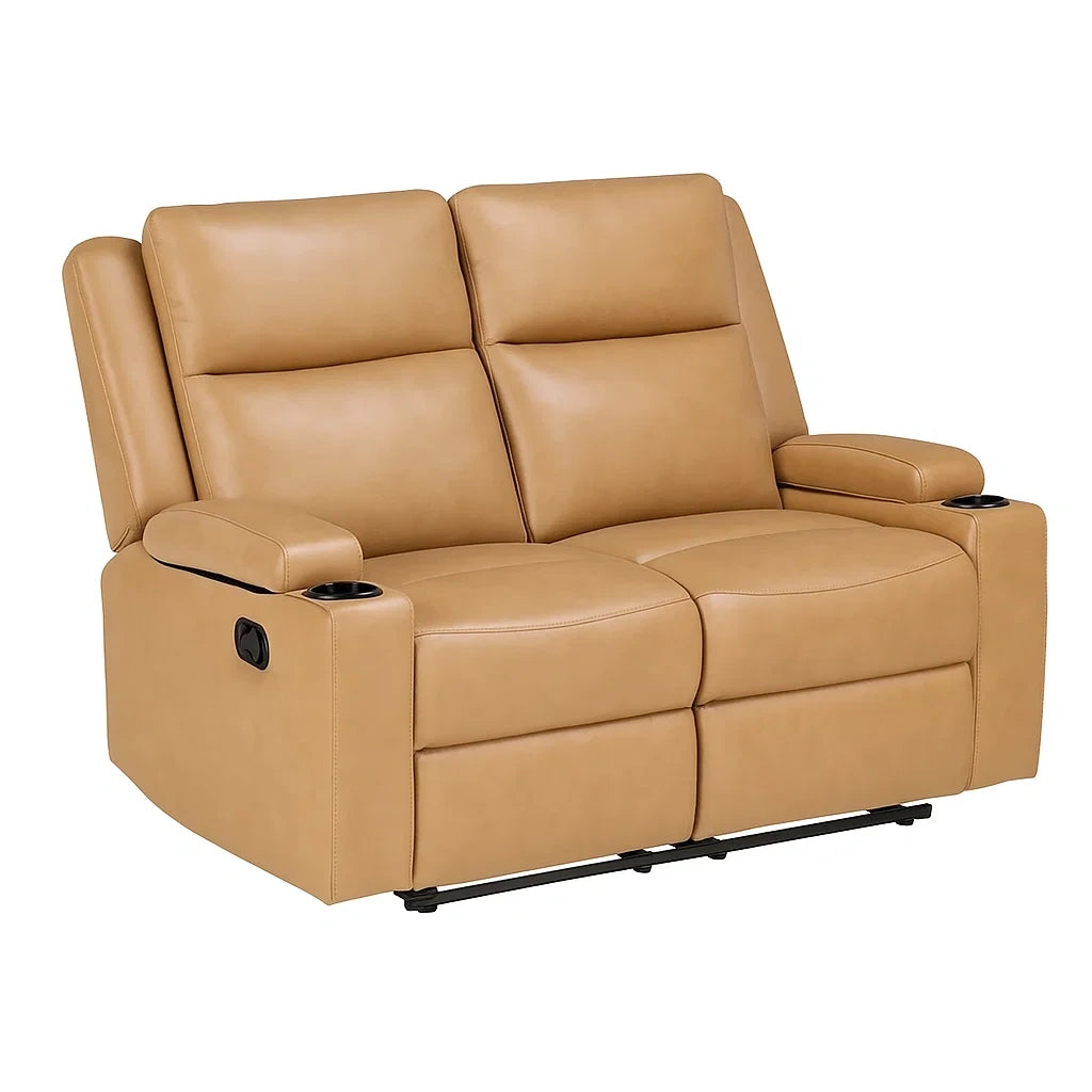 Canapé inclinable 2 places en similicuir beige(Beige)