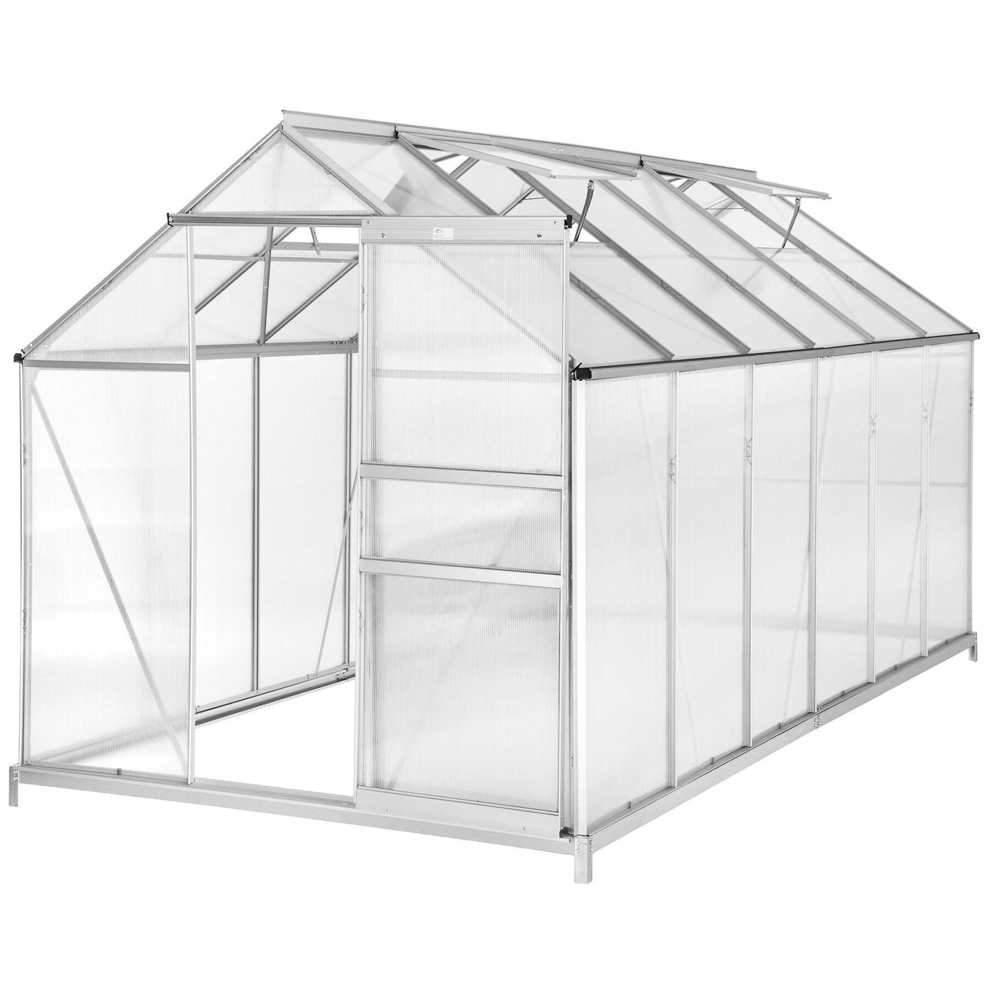 tectake Serre De Jardin Avec Fondation Et Fenêtre De Toit 375x185cm(Argent)