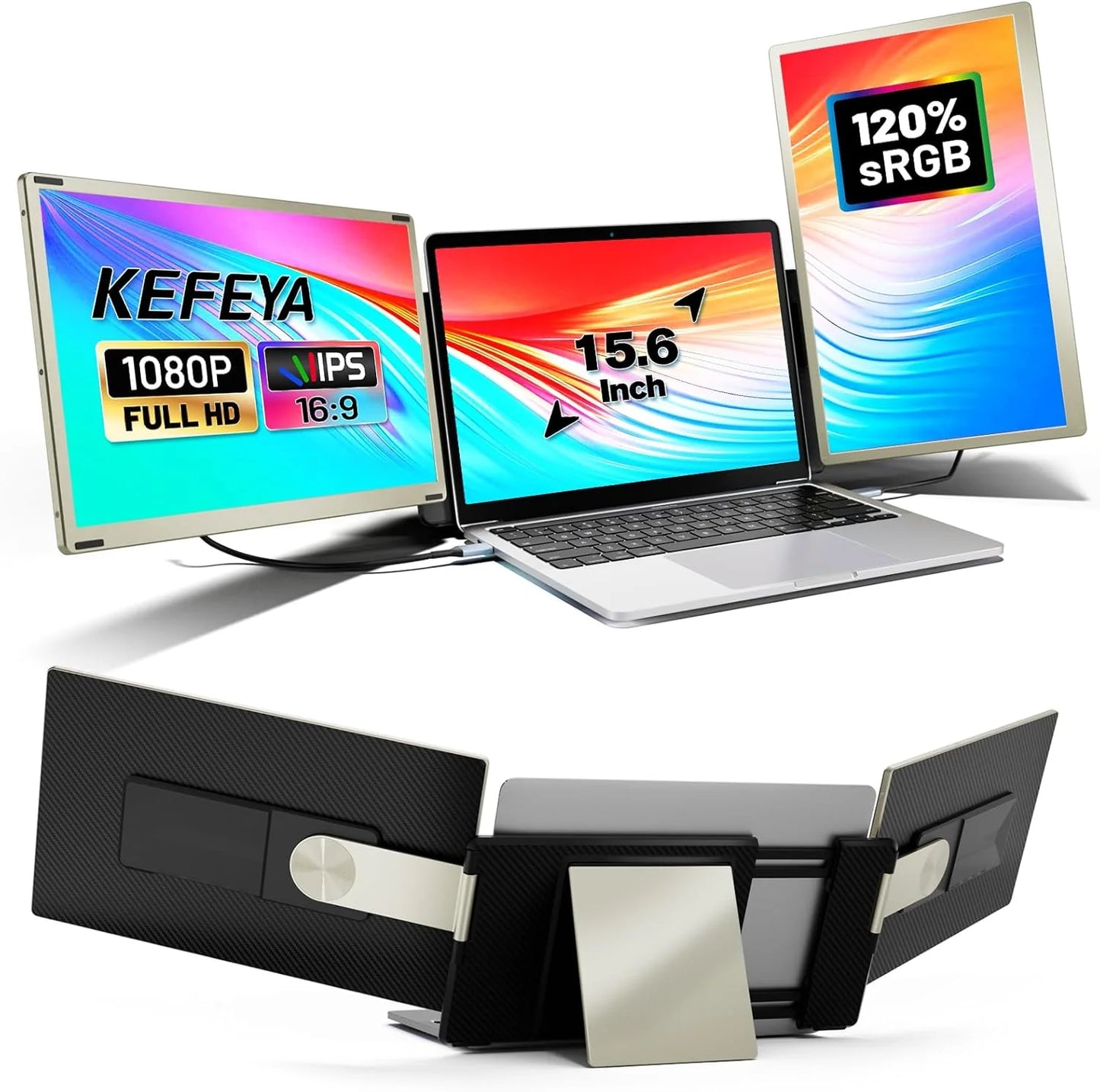 KEFEYA écran portable 15.6 FHD HDMI/USB-C, hub H5-T, Mac/Windows/Chrome