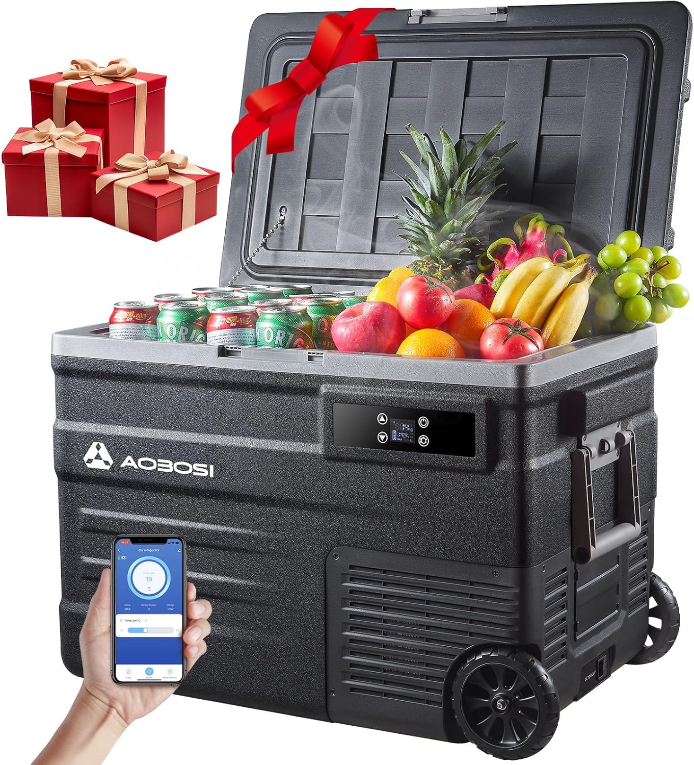 45L Glacière à Compresseur,Glaciere Électrique -20℃ à 20℃,Frigo Camion APPBouton Contrôle,12/24V DC et 100-240V AC Glaciere Camping Pour Voiture,Camion,Bateau et Prise De Courant -(65L/Noir)
