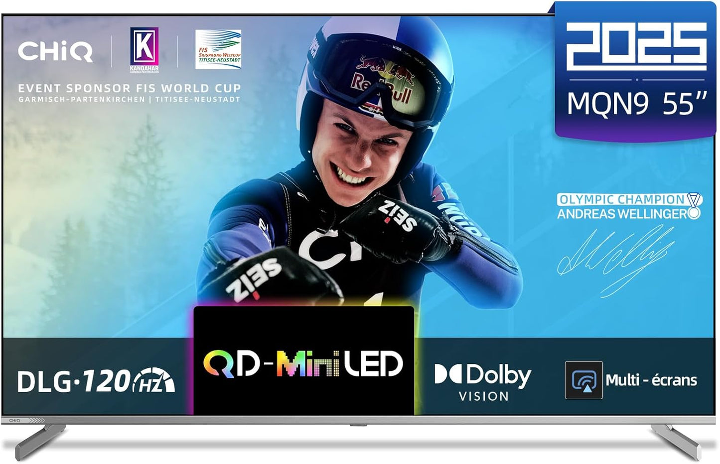 CHIQ M55QN9G 55 Pouces (139 cm) TV Smart 4K Mini QLED, Google TV, 60Hz MEMC Local Dimming, Dolby Vision Atmos,D120Hz, HDR10 Chromecast(55 Pouces)