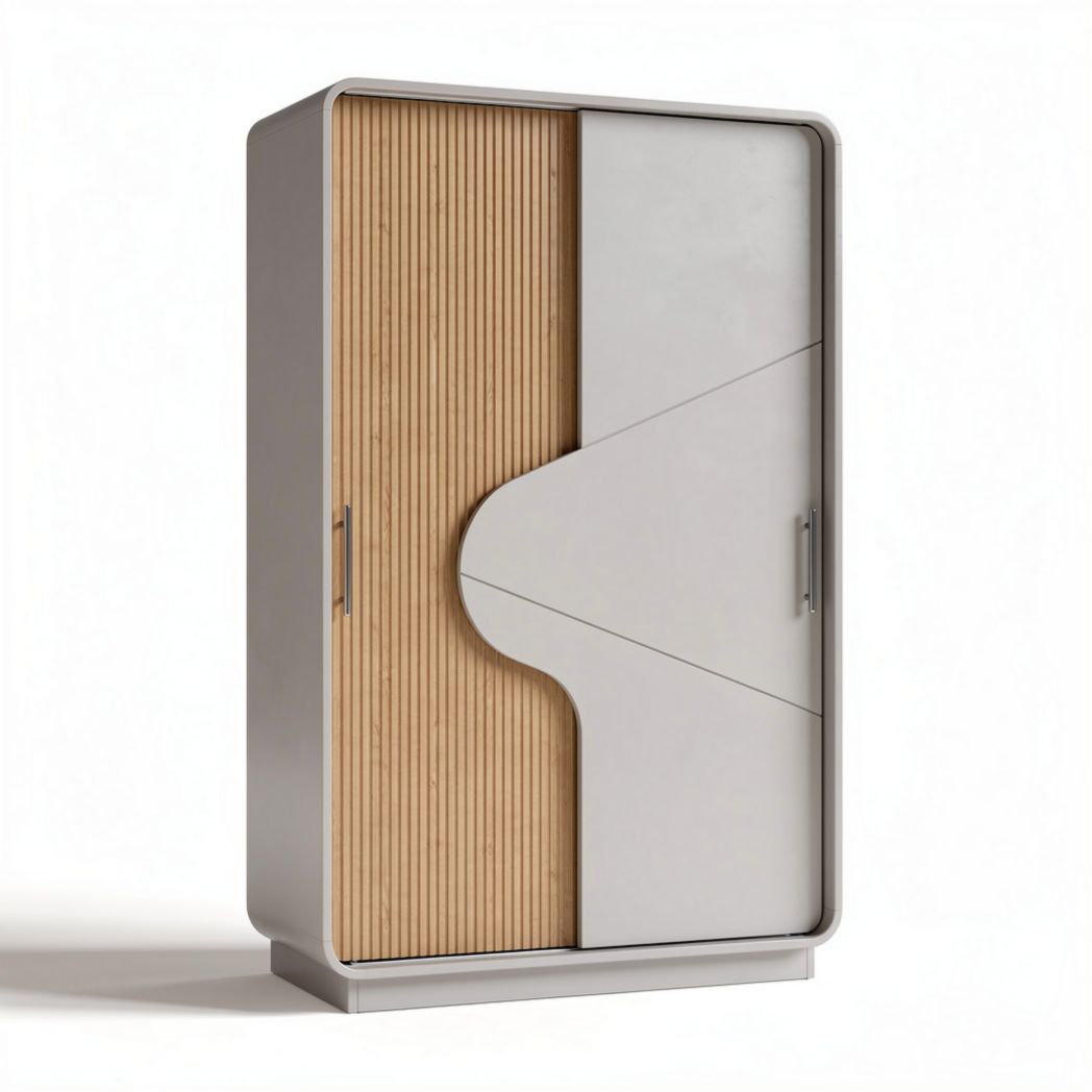 Armoire en bois et MDF blanc avec portes à battants 150 x 80 x 200cm