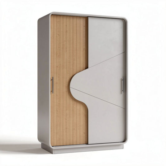 Armoire en bois et MDF blanc avec portes à battants 150 x 80 x 200cm