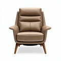 Fauteuil en cuir beige avec base en bois dimensions 80 x 85 x 100 cm