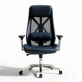 Chaise de bureau ergonomique en maille et simili cuir bleu 50 x 70 x 120cm