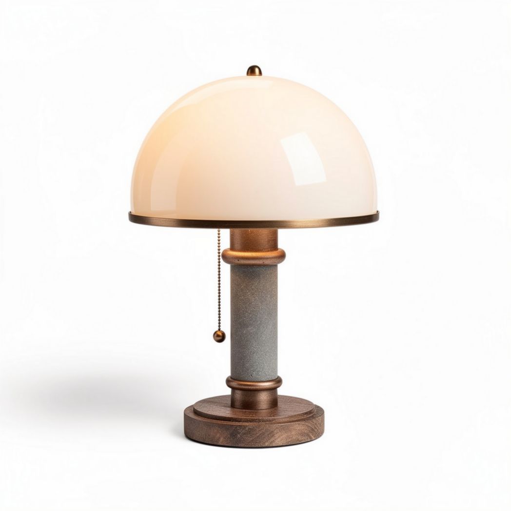 Lampe de table en métal et verre opale design rond 25 x 25 x 35cm