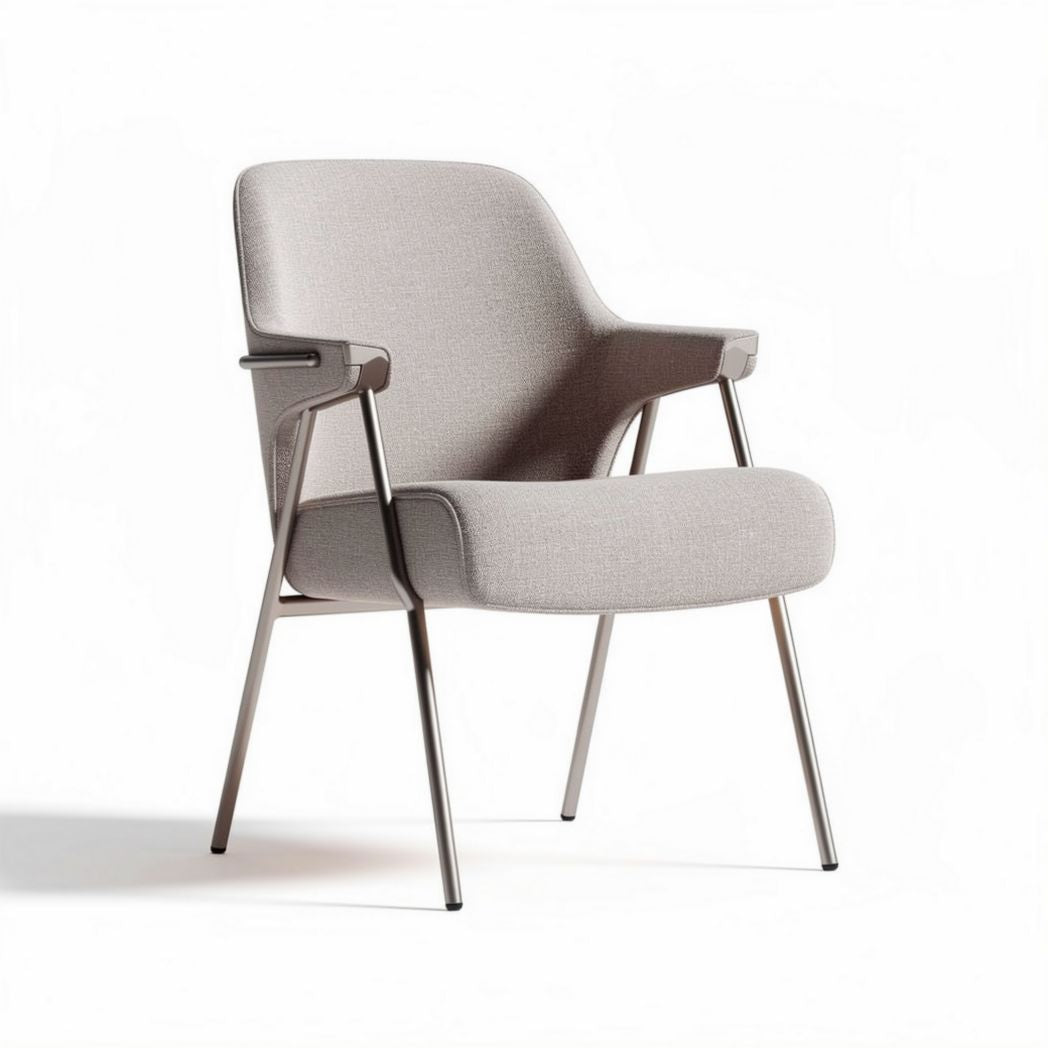 Fauteuil moderne en tissu gris clair avec structure en métal 70 x 70 x 80cm