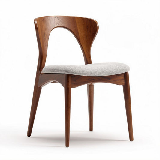 Chaise en bois avec assise en tissu gris dimensions 45 x 45 x 85cm