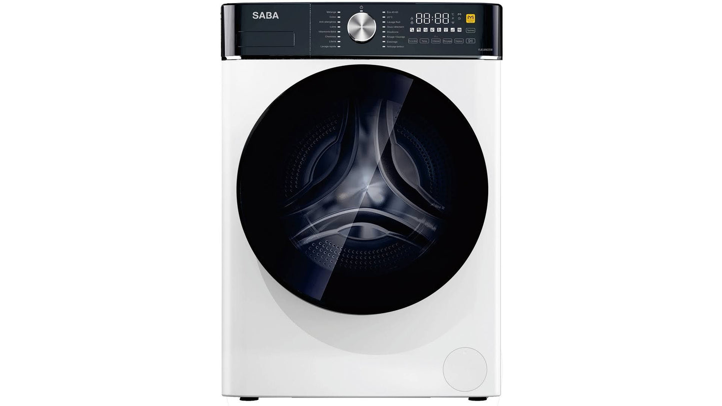 Lave linge ouverture hublot Saba Fl814m25w(Blanc/Noir)