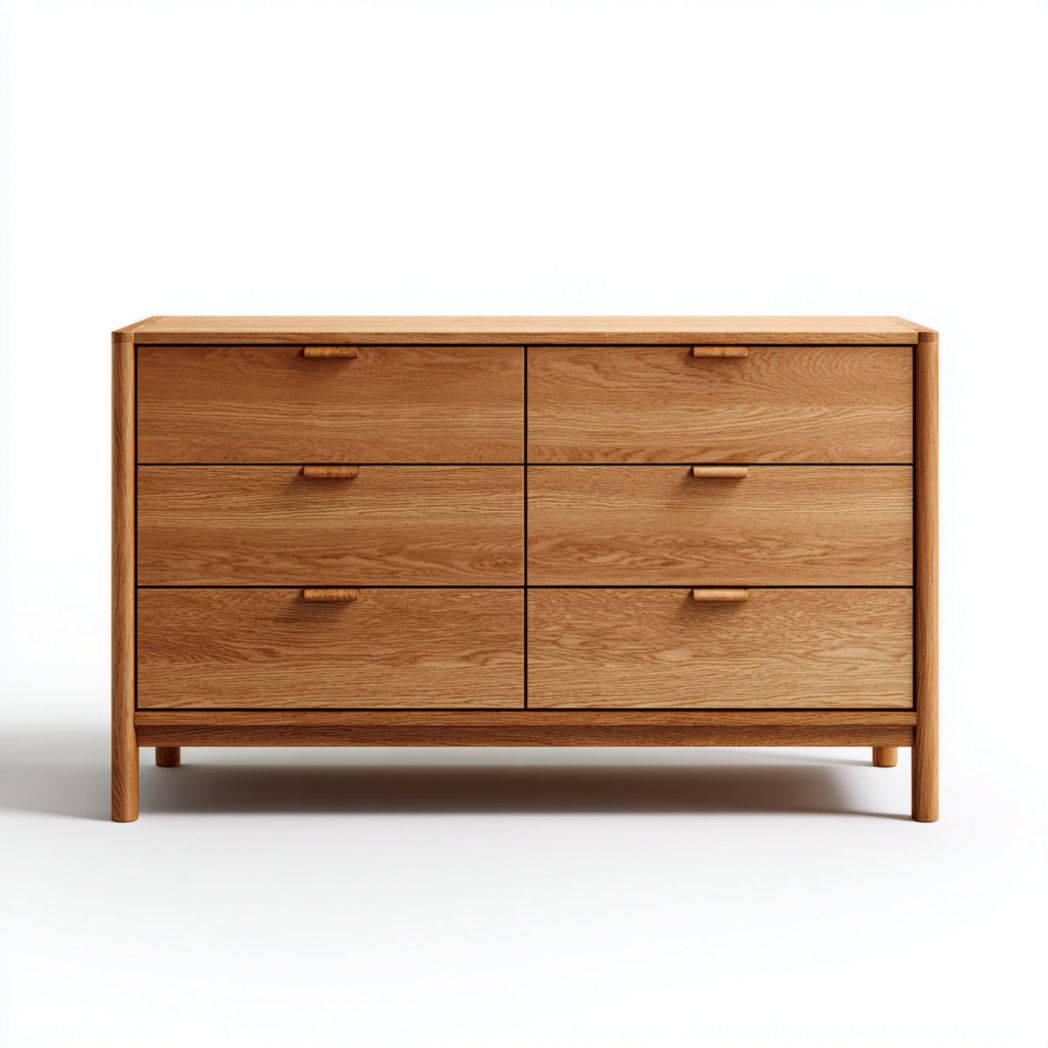 Commode 6 tiroirs en chêne naturel