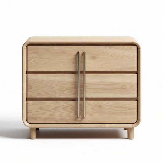 Commode en bois clair avec trois tiroirs dimensions 50 x 40 x 35cm