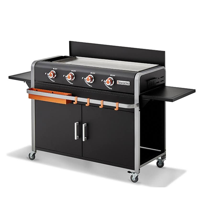 favex Plancha sur chariot Lola 4 feux Gun Metal(Noir/Gris/Orange)