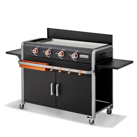 favex Plancha sur chariot Lola 4 feux Gun Metal(Noir/Gris/Orange)