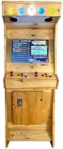 Machine d'arcade rétro en Bois - Fait Main – Borne 2 Joueurs avec +4000 Jeux Classiques, écran LCD 22, Plug  Play – San-J (Nature)(Flammé)