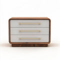 Commode en bois avec trois tiroirs blancs et poignées dorées 60 x 40 x 45cm