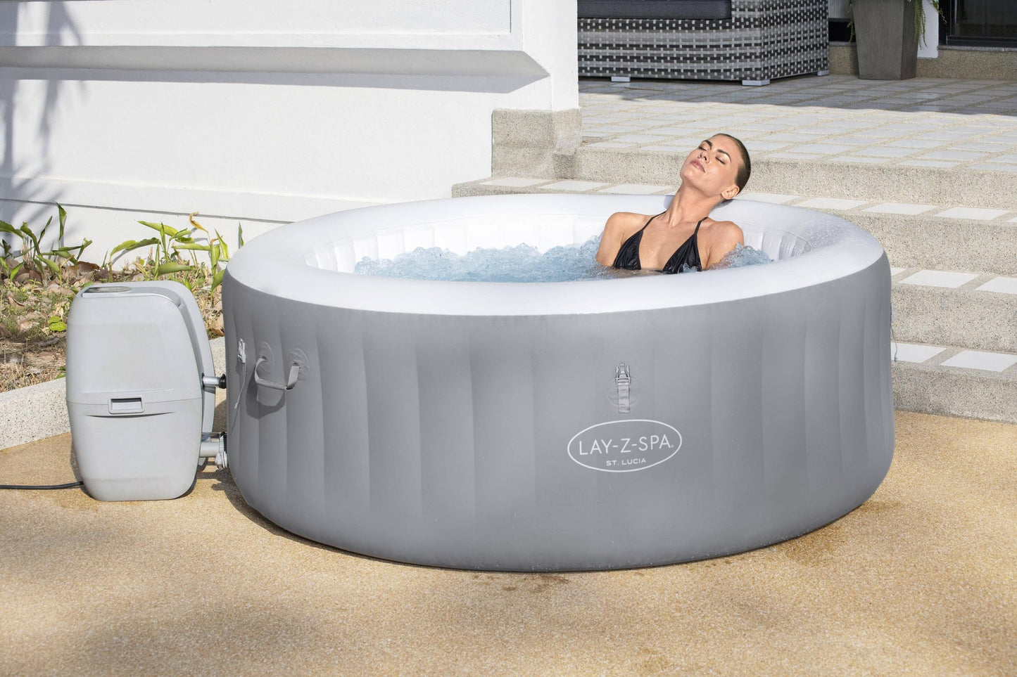 Bestway Spa gonflable rond St. Lucia AirJet Lay-Z-Spa 2-3 personnes(Gris/Blanc)