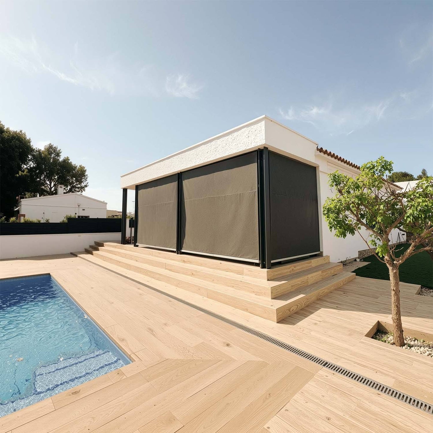 maanta Store extérieur vertical avec câbles latéraux H cm(Noir/Beige)